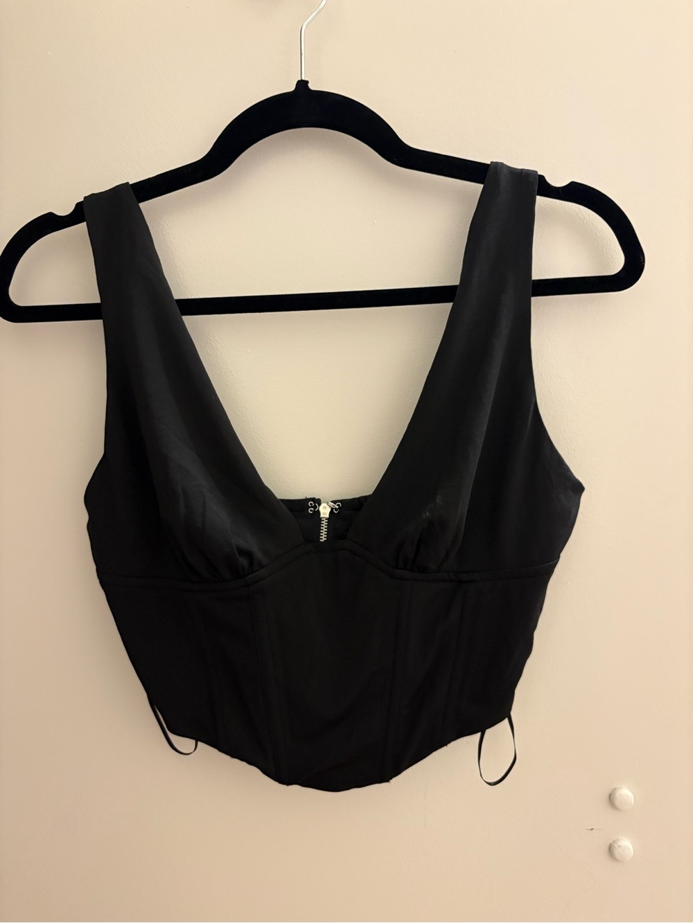 Cotton Candy Black Corset Tank with Zipper Front